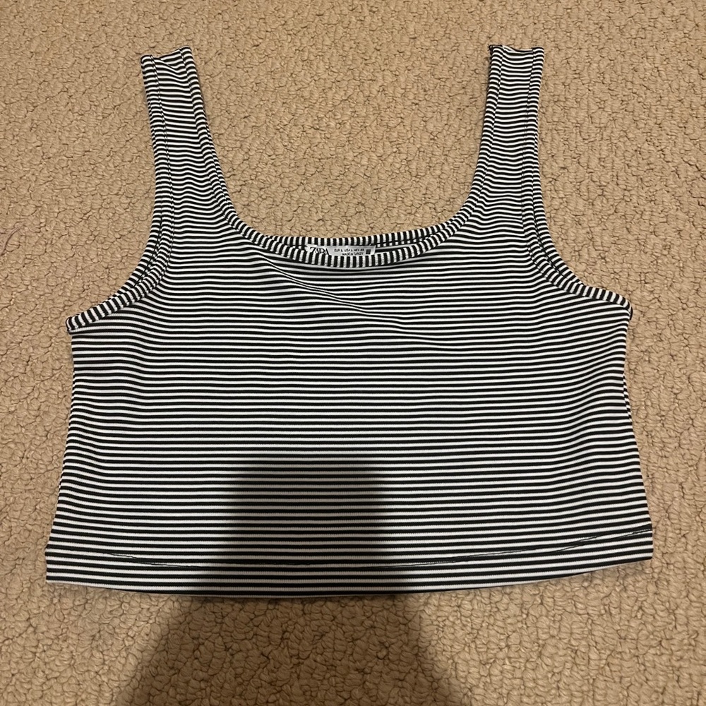 Zara black and white striped tank top